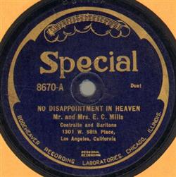 Download Mr & Mrs E C Mills Mrs Alice ShekeltonMills - No Disappointment In Heaven Old Fashion Melodies