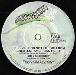 télécharger l'album Joey Scarbury - Believe It Or Not Theme From The Greatest American Hero