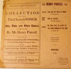 lytte på nettet Henry Purcell, The Early Music Foundation, Michael Hauptmann, Ruth KischArndt - 1658 Henry Purcell 1695