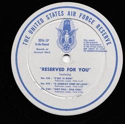 The United States Air Force Reserve Featuring The US Air Force Dance Band - Reserved For You No 518 523