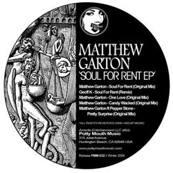 écouter en ligne Matthew Garton - Soul For Rent EP