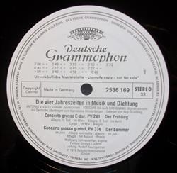 télécharger l'album Antonio Vivaldi, Wolfgang Schneiderhan, Rudolf Baumgartner, Will Quadflieg - Die Vier Jahreszeiten In Musik Und Dichtung