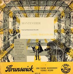 Download Monteverdi Nadia Boulanger - Vocal And Instrumental Works