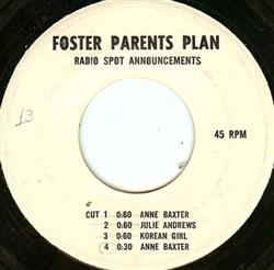 descargar álbum Various - Foster Parents Plan Radio Spot Announcements