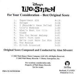 écouter en ligne Alan Silvestri - Lilo Stitch Best Original Score