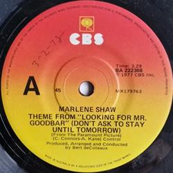 Download Marlene Shaw - Theme From Looking For Mr Goodbar Dont Ask To Stay Until Tomorrow