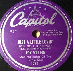 ladda ner album Foy Willing And His Riders Of The Purple Sage - Just A Little Lovin Lay Your Little Head On My Shoulder
